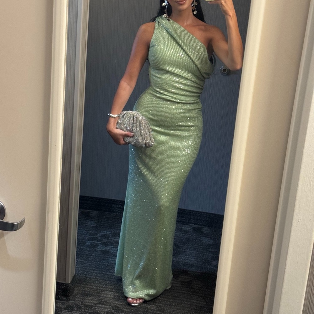 Baobab Primrose sequined draped gown Light Green